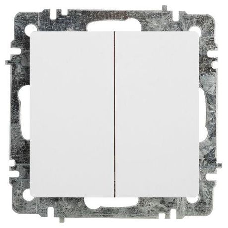 Переключатель Intro Accent 6-107-01 двойной, 10А-250В, IP20, СУ, AL/CU, белый | Б0063554 ЭРА