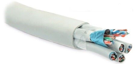 Кабель FUTP24W-C5-S24-IN-LSZH-GY (FTP24W-C5-SOLID-IN-LSZH) витая пара F/UTP; кат.5; 24 пары; экран. (4пары (24 AWG)х6) ож (solid) кажд. 4х парник: экран-фольга и LSZH обол. нг(C)-HF (–20град.C - +60град.C) сер. Hyperline 46323