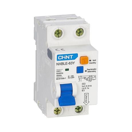 Выключатель автоматический дифференциального тока NXBLE-63Y 1P+N 20А 30mA электронный тип AС, х-ка D, 4,5kA (R) | 105552 CHINT