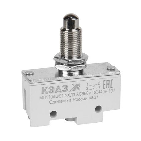 Микропереключатель МП-1104м/01 (толкатель шток-винт-фронт.гайк.) | 303984 КЭАЗ