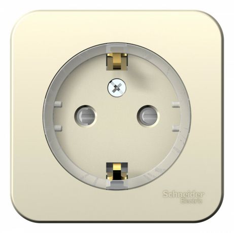 Розетка 1-м ОП Blanca 16А IP20 250В с заземл. защ. шторки изолир. пластиной (компакт) молоч. SE BLNRA111112 APC