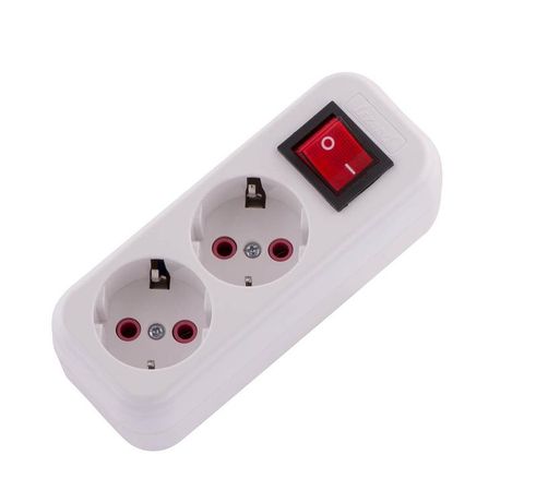 Колодка удлинителя 2-м без заземл. 16А IP20 Lila с выкл. LEZARD 720-0200-202