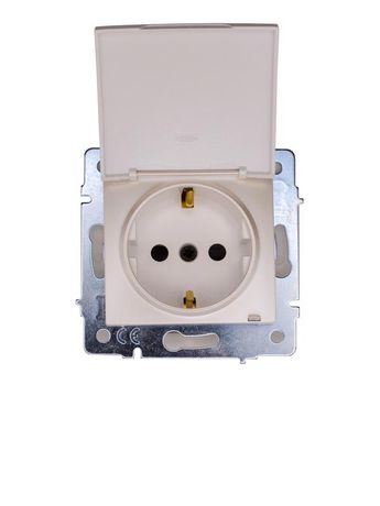Розетка 1-м СП ASTI 16А IP44 с заземл. крышкой ПБТ механизм жемчуж./бел. перламутр. LEZARD 7081-3088-123BIPCH LEZARD арт. 7081-3088-123BIPCH