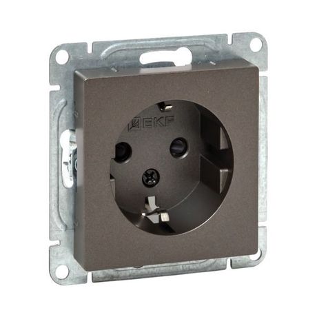 Механизм розетки 16А с заземлением без шторок мокко Эпика EKF - UP1-SOM-110 EKF арт. UP1-SOM-110