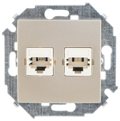 Механизм розетки телеф. Simon15 2мод. RJ11 винт. зажим шампань Simon 1591589-034