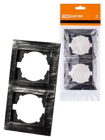 Рамка 2-х постовая вертикальная старинное серебро "Лама" | SQ1815-0683 TDM