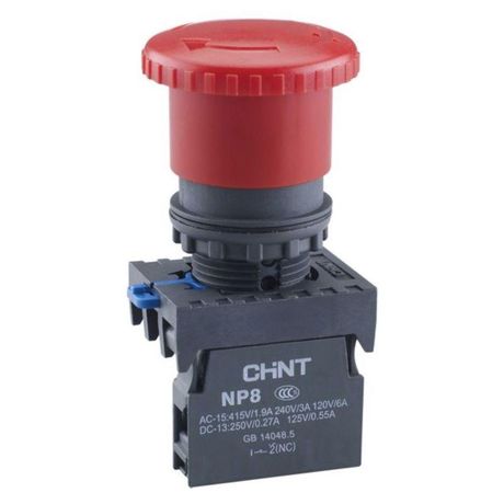 Кнопка управления "Грибок" Φ30мм NP8-02ZS/34 фикс., красн., 2НЗ, IP65 (R) | 667853 CHINT