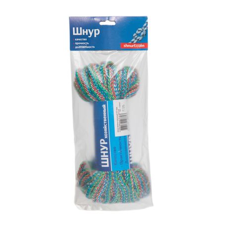 Шнур вязанно-плетенный ПП 5 мм хозяйств., цветной, 20 м | 139945 Tech-KREP