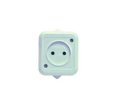 Розетка 1-м ОП 10А IP44 без заземл. п/герм. сер. Makel 18106