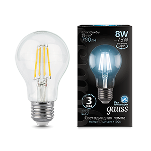 Образец Лампа светодиодная LED 8Вт E27 220В 4100К A60 | 102802208 Gauss