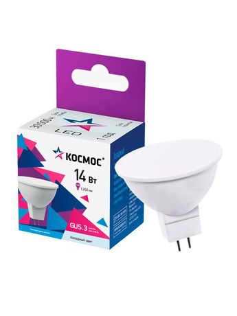 Лампа светодиодная LED 14Вт JCDR 220В GU5.3 D50х52 6500 холодный 1260 лм - LkecLED14wJCDRC65 Космос