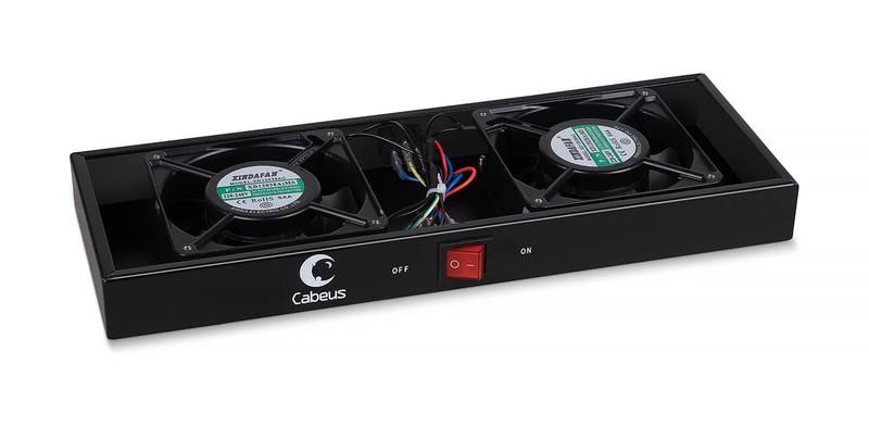 Модуль вентиляторный с 2-я вентиляторами для установки в настенные шкафы серии SH-05F, цвет черный (RAL9004) - TRAY-FAN2-BK Cabeus 11254c