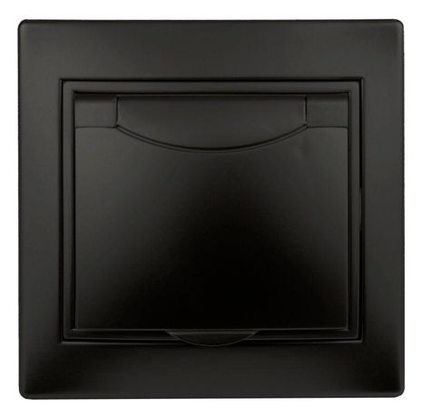 Розетка 1-м СП 2мод. Plano 1-203-05 16А IP20 250В 2P+E Schuko защ. крышка антрацит Intro Б0044568 ЭРА