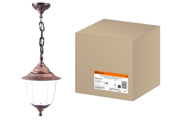 Светильник садово-парковый Прага Эл-11-70М 60 Вт Е27 подвесной медь, прозрачный плафон TDM | SQ0330-0530