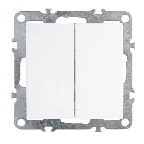 Выключатель двухклавишный (механизм), 250В, 10А, серия Эрна, белый - PSW10-9104-01 39312 FERON