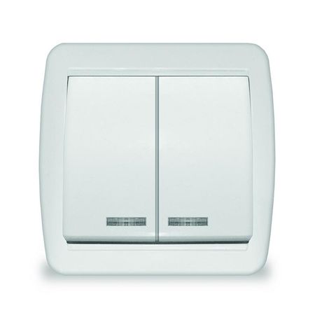 Выключатель 2-кл. ОП Клио с подсветкой 10А IP44 бел. UNIVersal К2227 Союз