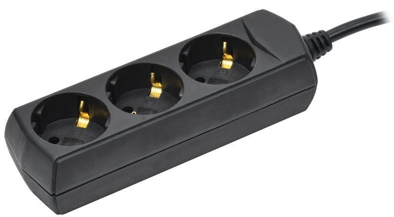 Удлинитель У03 3 места с заземлением 5м 3х1мм2 10А 250В черный GENERICA - WYP10-10-03-05-Z-K02-G IEK