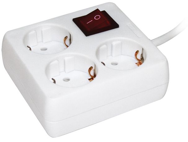 Удлинитель 3х3м с заземл. 16А IP20 У-С03К 2P+PE 250В 3х1 выкл. IEK WYP30-16-03-03-ZK-N