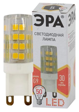 Лампа светодиодная LED 5 Вт 400Лм 2700К капсула теплый G9 170-265В JCD-5W-CER-827-G9 Standart - Б0027863 ЭРА