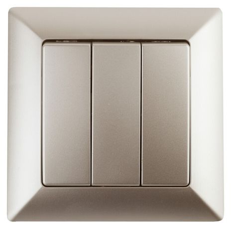 Выключатель Intro Solo 4-106-04 трехклавишный 10А-250В, IP20, СУ, шампань | Б0053604 ЭРА