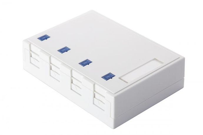 Настенная коробка 4-портовая со шторками, белый | 12B-04-04WT Eurolan
