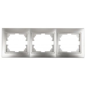 Рамка для розеток и выключателей 3 поста алюминий пластик Intro Plano 1-503-03 - Б0030098 ЭРА