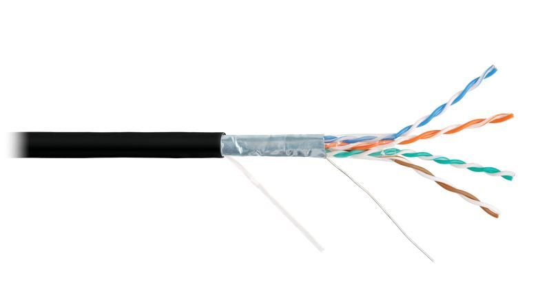 Кабель F/UTP кат.5E (класс D) 4 пары 24 AWG (0.5мм) тест по ISO/IEC 100МГц ОЖ BC чистая медь внутр./внешн. LSZH -40С нг(А)-HFLTx черн. (уп.305м) NIKOLAN NKL 4200C-BK