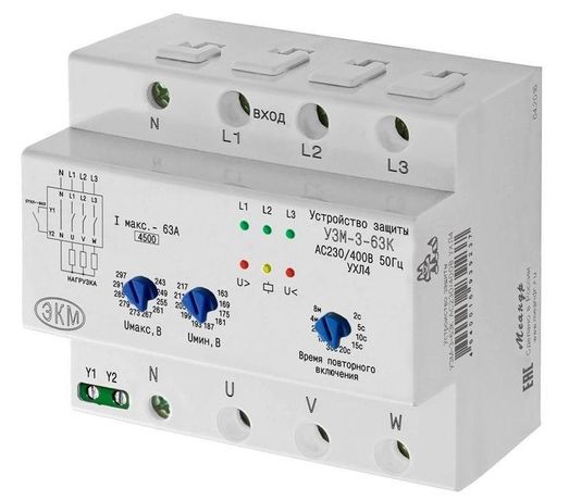 Реле многофункциональное УЗМ-3-63К 230В AC/400В AC УХЛ4 Меандр A8302-16939237 и Автоматика