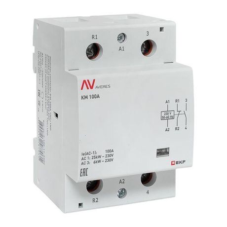 Контактор модульный КМ 100А 1NC+1NO 230VAC (3 мод.) AVERES | km-av-3-100-11-230V EKF