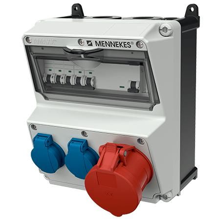 Комбинация розеток IP44 1 розетка CEE 32A 5п 400В/ 2 розетки SCHUKO 16A 230В - 920015 Mennekes