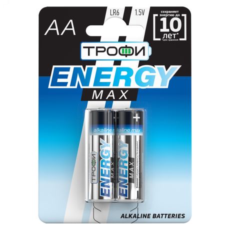 Батарейка Трофи LR6-2BL ENERGY MAX Alkaline (40/320/15360) - Б0018947 ЭРА