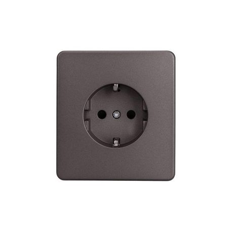 Розетка 1-м СП ROUND MIELE 16А с заземл. защ. шторки титан Kranz KR-78-0701-2