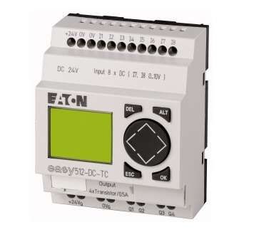 Программируемое реле 24VDC, цифровые, 8 DI (2 могут использоваться как аналог.), 4DO, транз., дисплей+клавиатура, часы реального времени, EASY512-DC-TC10 - 104579 EATON