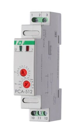 Реле времени PCA-512 8А 230В 1 перекл. IP20 задержка выключ. монтаж на DIN-рейке F&F EA02.001.001 Евроавтоматика