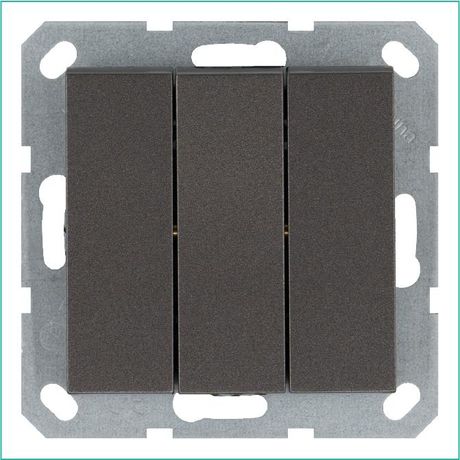 Выключатель трехклавишный 10A 250V~ с накладкой, цвет Мокко - G3031Z Jasmart