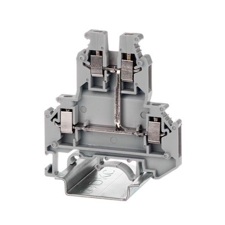 Клемма двухуровневая винтовой зажим 4 точки подключения уровни соединены перемычкой 2.5кв.мм сер. DKC KRUK-3-PV ДКС