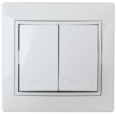 Выключатель двойной, 10А-250В, СУ, б.л., Plano, белый,1Э-104-01 - Б0038825 ЭРА