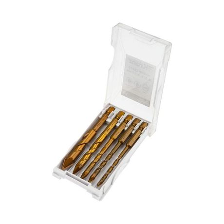 Набор сверл по стеклу и керамике, сухое сверление, 4-10 мм, 5 шт, пластиковый кейс | KR-91-0653 KRANZ