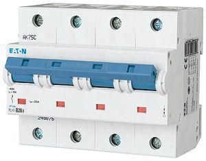 Автоматический выключатель 20А, кривая отключения В, 4 полюса, отключающая способность 25 кА PLHT-B20/4 - 248076 EATON