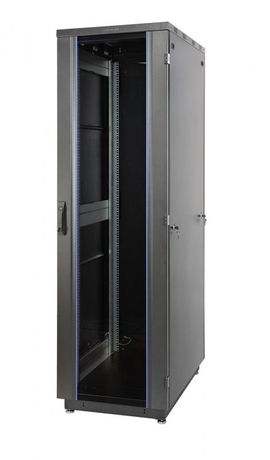 Шкаф Racknet S3000 33U 600 800, передняя дверь стеклянная одностворчатая, задняя металлическая черный - 60F-33-68-31BL Eurolan