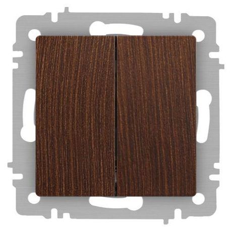 Переключатель Intro Accent 6-107-10 двойной, 10А-250В, IP20, СУ, AL/CU, венге | Б0063574 ЭРА