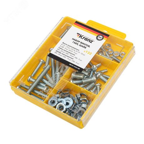 Набор саморезов, винтов и гаек 132 шт. | KR-01-3101-09 Kranz MEET etmKR-01-3101-09