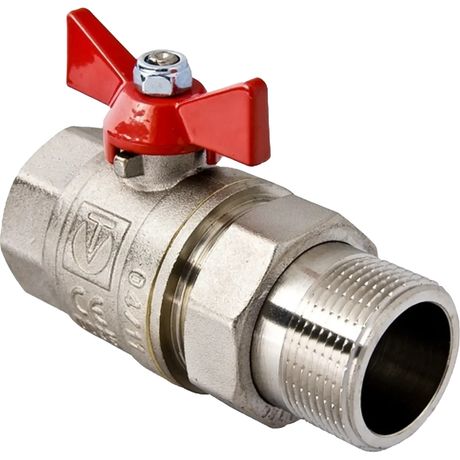 Кран шаровой латунный с американкой Valtec Base бабочка внутренняя-наружная резьба 1/2" VT.227