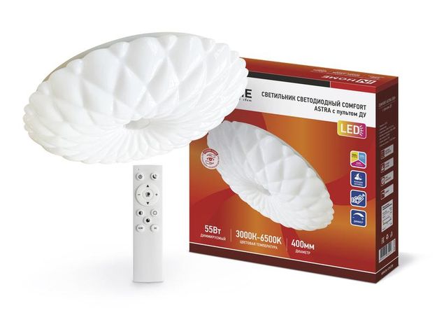 Светильник светодиодный COMFORT ASTRA 55Вт 230В 3000-6500K 4400Лм 400x100мм с пультом ДУ | 4690612035017 IN HOME