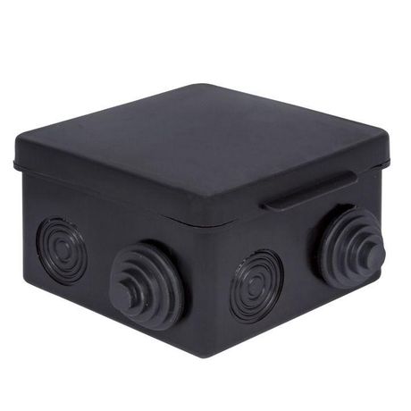 Коробка распределительная КМР-030-031 с крышкой (80х80х50), 7 мембр. вводов чёрная IP54 розн. стикер |plc-kmr-030-031-2b| EKF