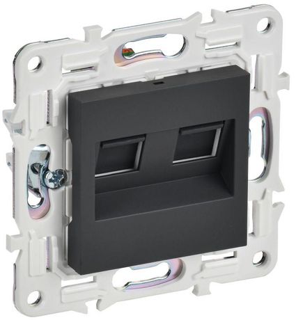 Розетка компьютерная двойн. RJ45 кат.6 SKANDY SK-K04G графит IEK SK-K20-2-K53