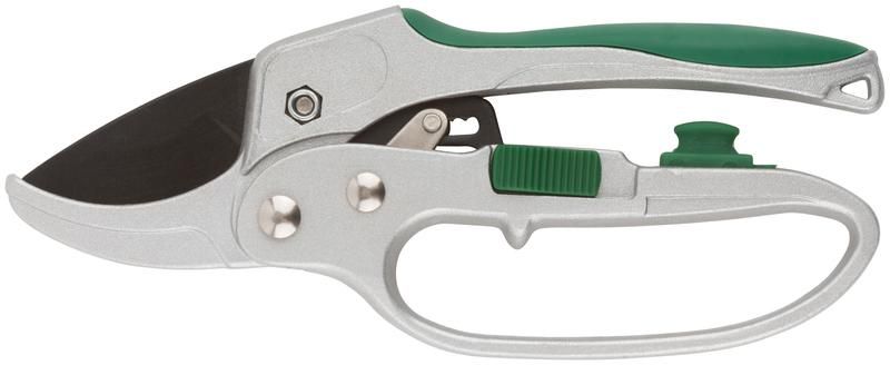 Секатор Профи храп. механизм режущ. кромки встык с наковальней тефл. покр. лезвий алюм. корпус 200мм FIT 77097 РОС