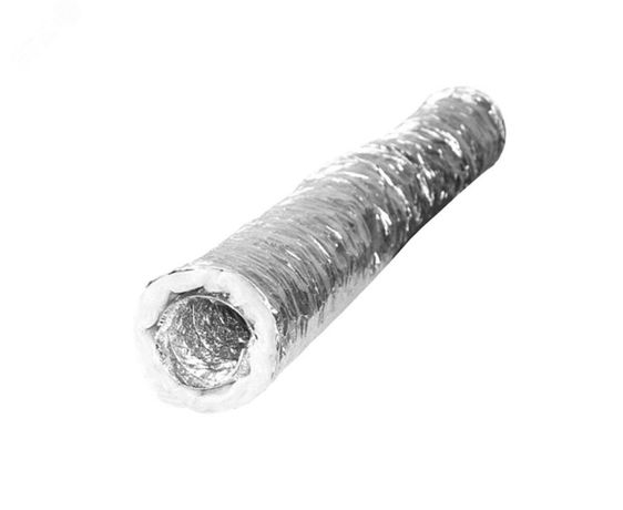 Воздуховод гибкий армированный, теплоизоляция 25мм,металлизированная пленка 70мкм, L до 10м, D127 - AF127изо ЭРА 8893