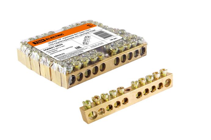 Шина "N" нулевая 8х12мм 10/1 (10 групп/крепеж по центру) | SQ0801-0050 TDM