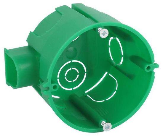 Коробка установочная KUTS1-68-45-green зеленая 68х45мм для твердых стен с саморезами, один стыковочный узел IP20 | Б0061164 ЭРА